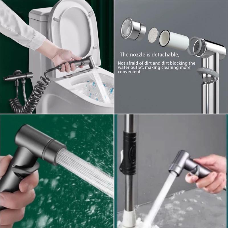 Vòi phun bạc đen Dụng cụ làm sạch phòng tắm cầm tay Phòng tắm đơn giản Xịt Bidet