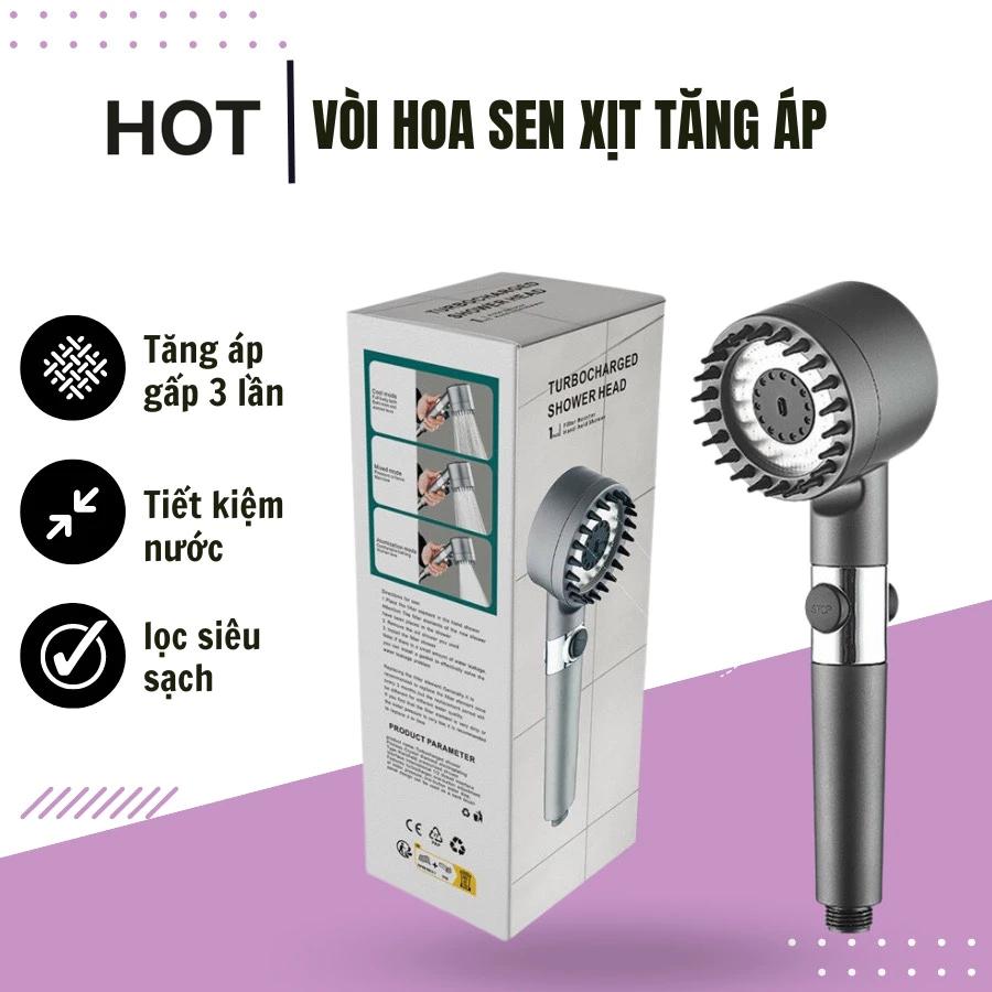 Vòi Sen Tăng Áp Có Gai Massage - Đầu Vòi Hoa Sen Massage 3 Trong 1 - Có 3 Chế Độ Áp Suất Cao Tiết Kiệm Nước