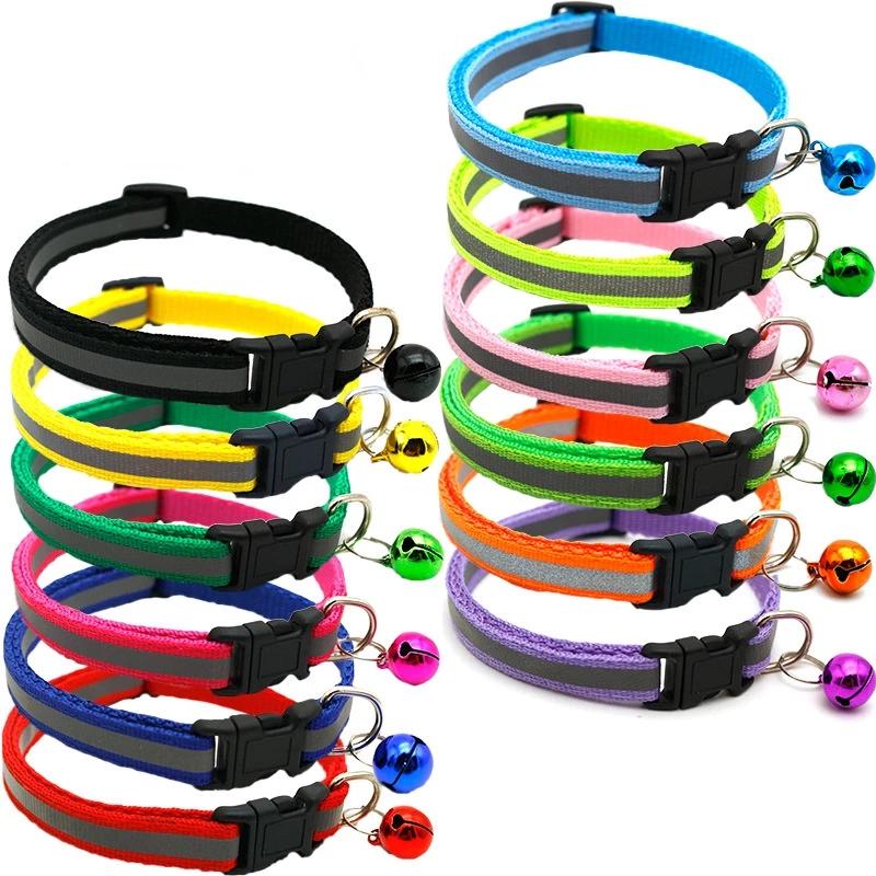Vòng Cổ Nylon Phản Quang Gắn Chuông Tùy Chỉnh Kích Thước Cho Thú Cưng
