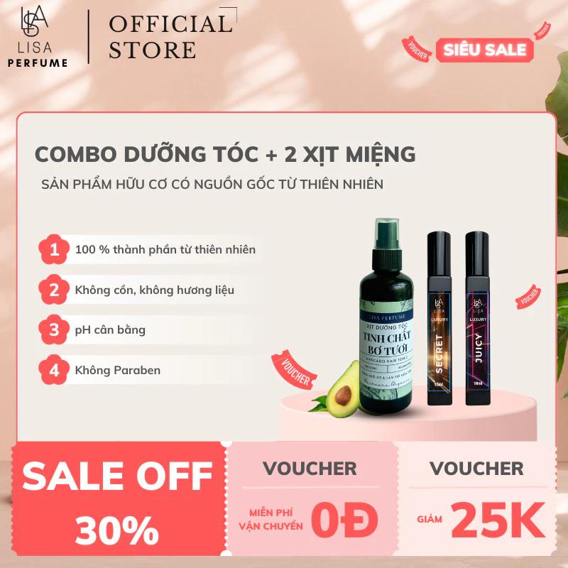 [XỊT DƯỠNG TÓC] CAO CẤP LISAPERFUME tặng [2 XỊT MIỆNG] Hỗ trợ giảm gãy rụng tóc, giảm gàu và làm sạch da đầu.