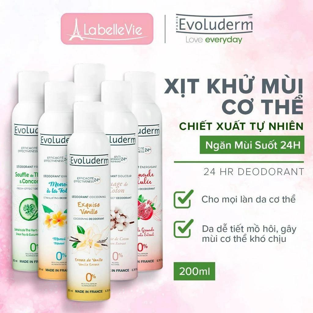 Xịt khử mùi toàn thân Evoluderm ngăn ngừa mùi, mồ hôi hiệu quả, lưu hương cả ngày 200ml