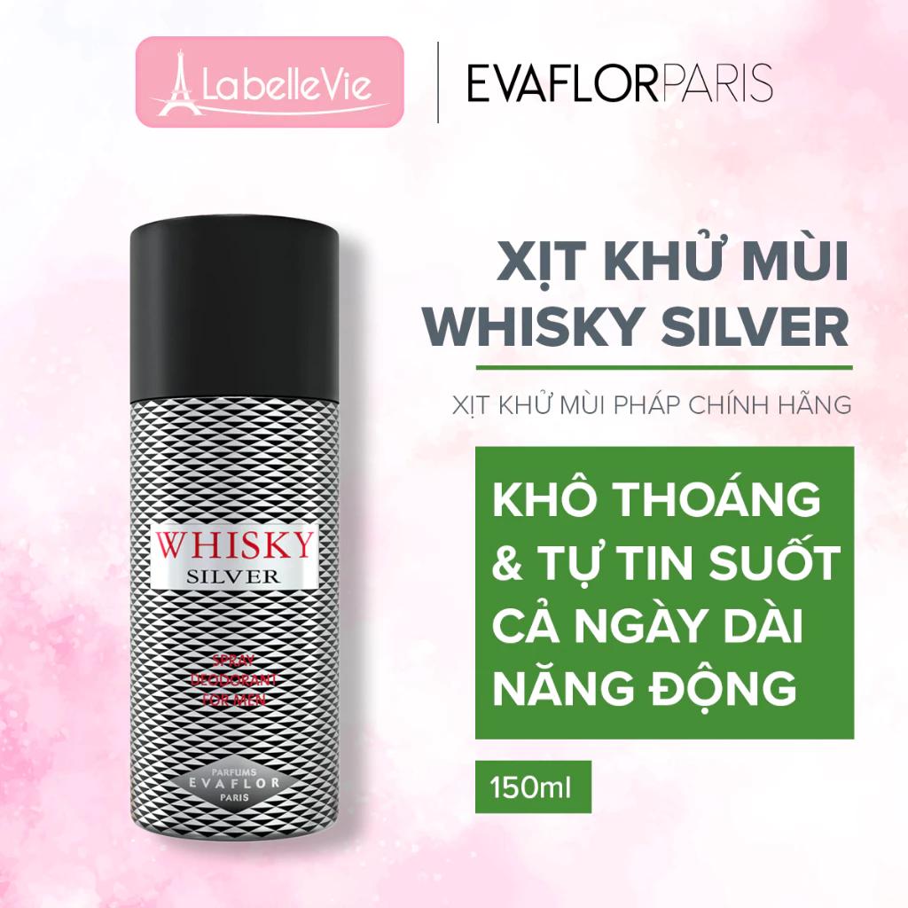 Xịt khử mùi toàn thân nam Evaflor Whisky Silver hương hoa cổ điển thanh lịch, nhẹ nhàng 150ml