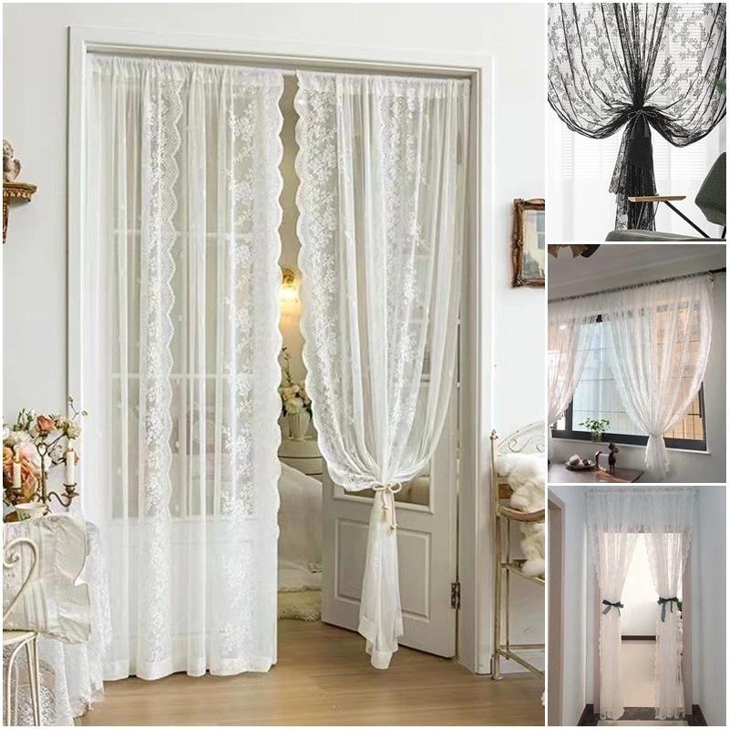 [XN] Lãng Mạn Ren Rèm Trắng Phòng Khách Ren Drapes Ban Công Sperate Rèm Trang Trí Nhà Cửa