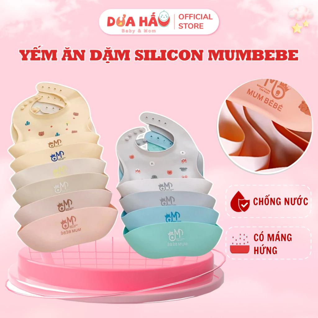 Yếm Hàn Mumbebe Ăn Dặm Silicon Cao Cấp Có Máng Siêu Mềm Cho Bé Xinh Xắn