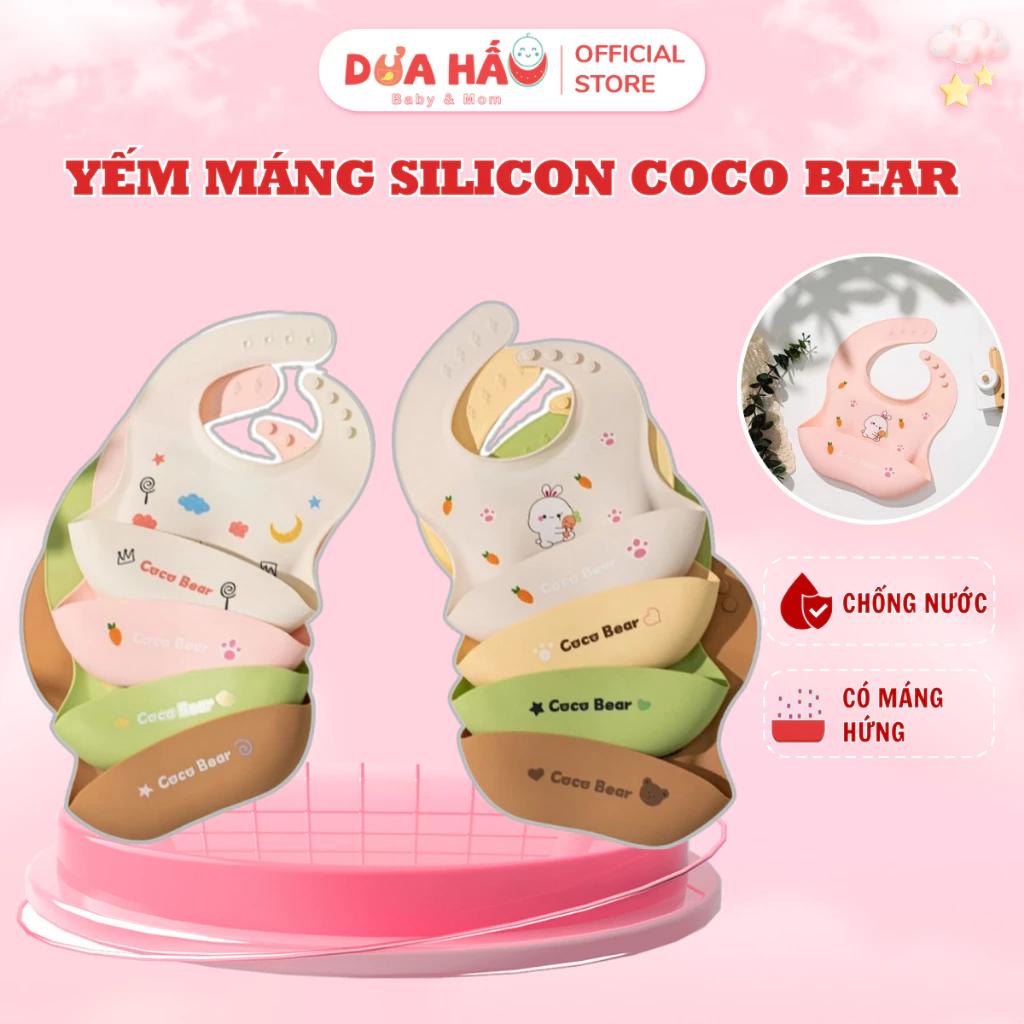 Yếm Máng Silicon Coco Bear Cao Cấp Chống Thấm Cho Bé Ăn Dặm Voi